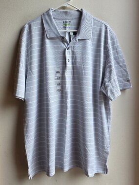 NWT IZOD Golf Gray/White Striped Short Sleeve Polo Shirt Big & Tall Size XXL
